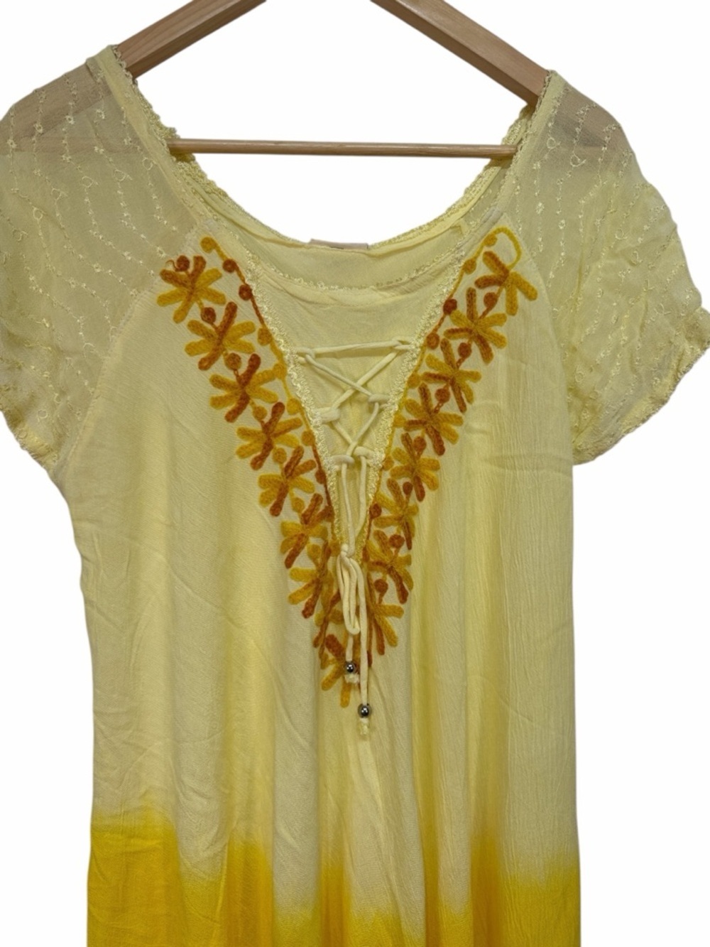 Exist NWT Yellow Ombre Embroidered Rayon Midi Dress one Size - Picture 5 of 8